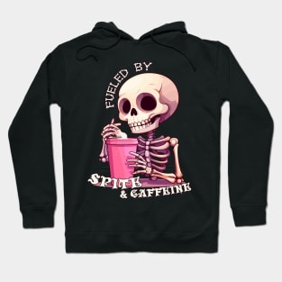 Fueled By Spite And Caffeine Cute Skeleton Halloween Hoodie